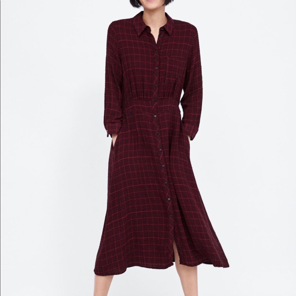 ZARA Plaid Shirt Dress